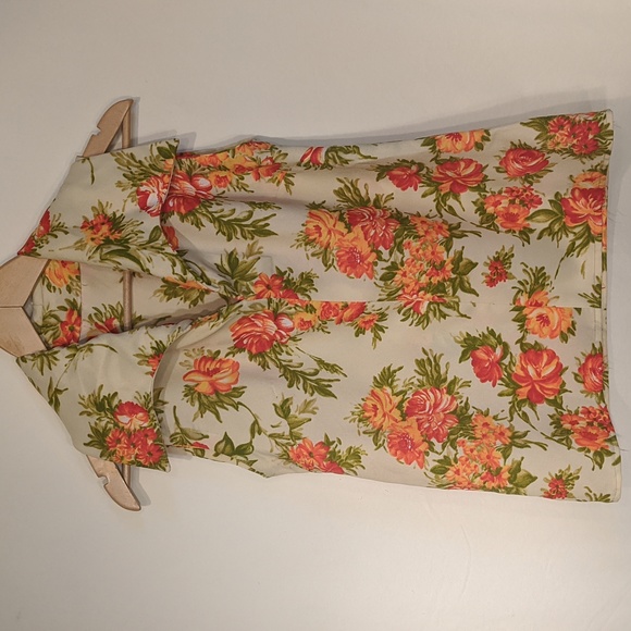 Vintage 1970's handmade orange floral matching skirt, shirt and belt - Picture 4 of 10